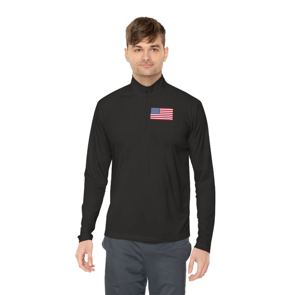 Pickleball Stars Flag Unisex Moisture-Wicking Quarter-Zip Pullover - Great Pickleball Stuff