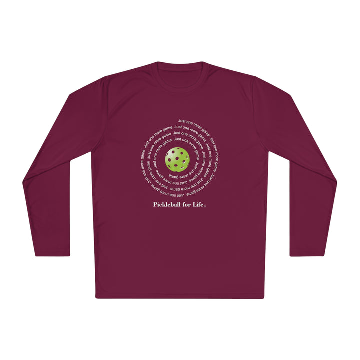 Just One More Game-Spiral Unisex Moisture-Wicking Long Sleeve Tee - Great Pickleball Stuff