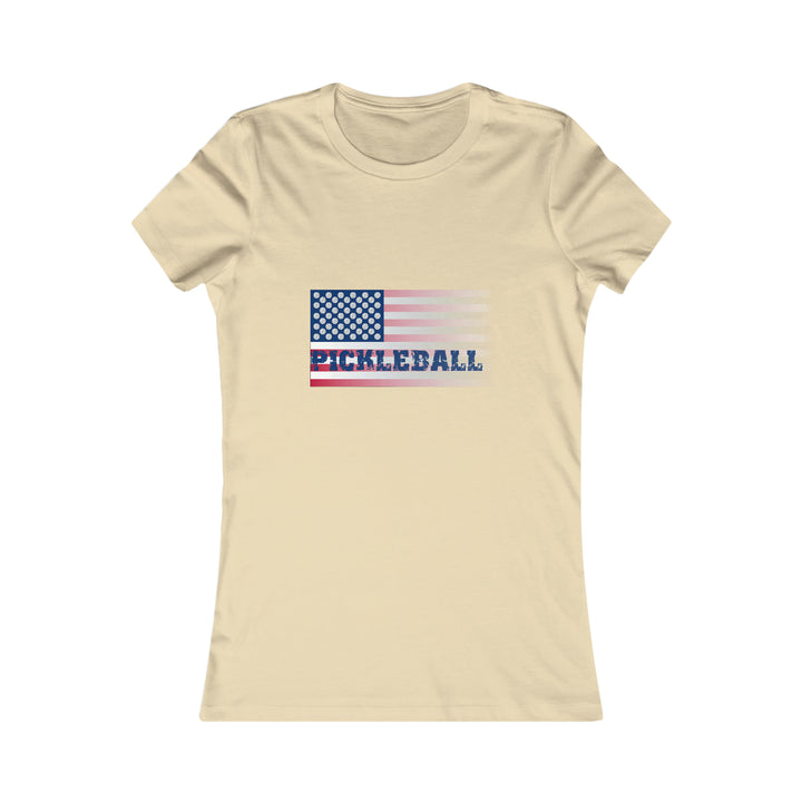 Pickleball Flag (Faded) Women's Slim-Fit Premium Cotton T-Shirt - Great Pickleball Stuff