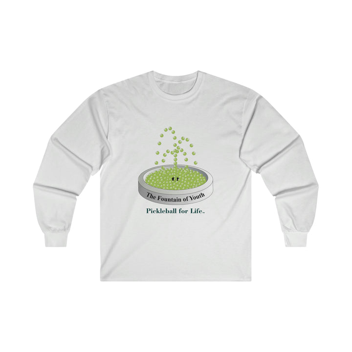 The Pickleball Fountain-Green Ultra Cotton Long Sleeve Tee - Great Pickleball Stuff