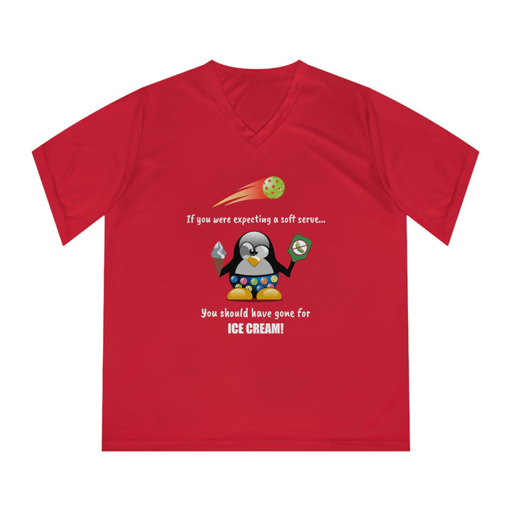 Should Have Gone for Ice Cream Women's Moisture-Wicking V-Neck T-Shirt - Great Pickleball Stuff