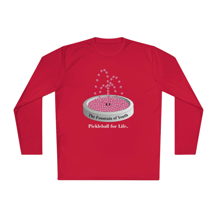 The Pickleball Fountain-Pink Unisex Moisture-Wicking Long Sleeve Tee - Great Pickleball Stuff