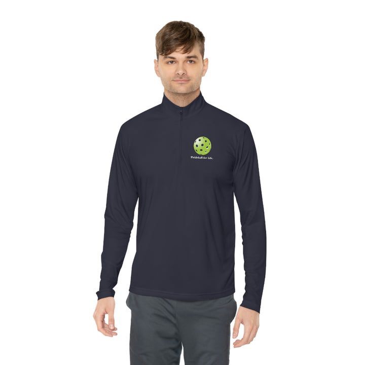 Pickleball for Life-Green Unisex Moisture-Wicking Quarter-Zip Pullover - Great Pickleball Stuff