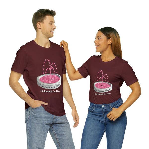 The Pickleball Fountain-Pink Unisex T-Shirt - Great Pickleball Stuff