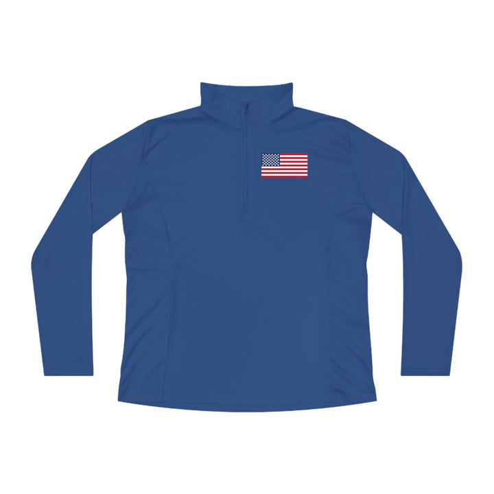 Pickleball Stars Flag Women's Moisture-Wicking Quarter-Zip Pullover - Great Pickleball Stuff