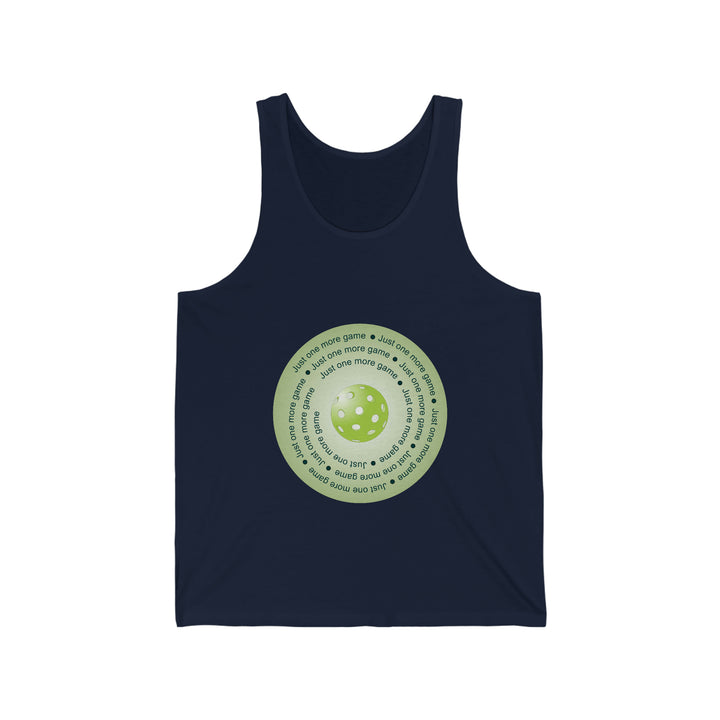 Just One More Game-Green Unisex Cotton Tank - Great Pickleball Stuff