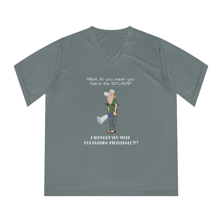 I Thought You Were Out Playing Pickleball? Women's Moisture-Wicking V-Neck T-Shirt - Great Pickleball Stuff