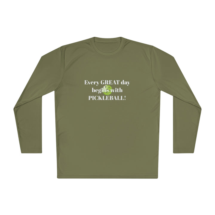 Every Great Day Begins with Pickleball! Unisex Moisture-Wicking Long Sleeve Tee - Great Pickleball Stuff