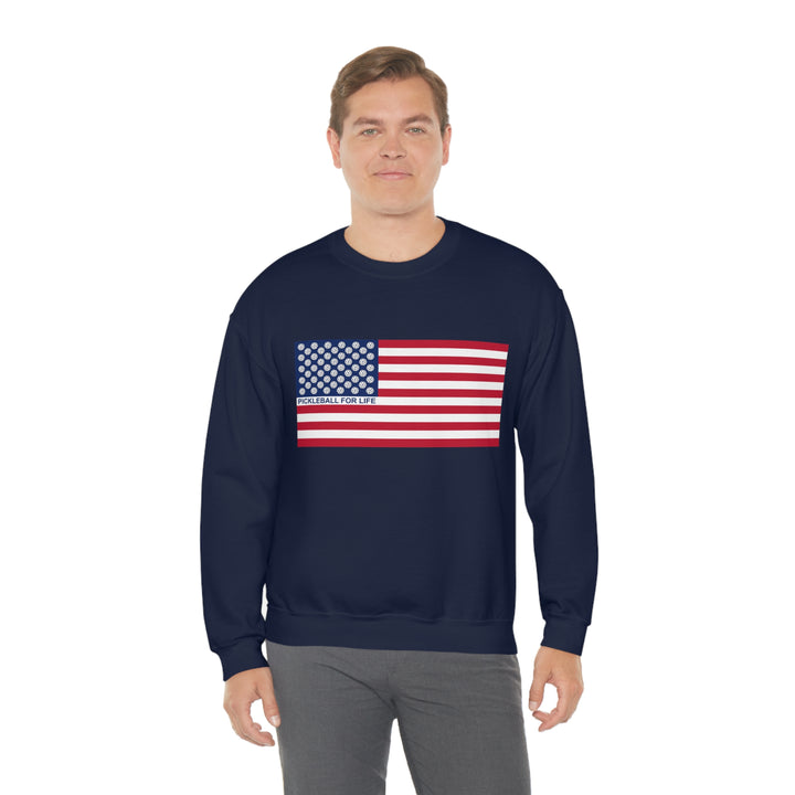 Pickleball for Life Flag Unisex Crewneck Sweatshirt - Great Pickleball Stuff