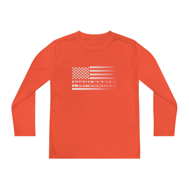 Pickleball Flag Transparent (Faded) Youth Long Sleeve Moisture-Wicking T-Shirt - Great Pickleball Stuff