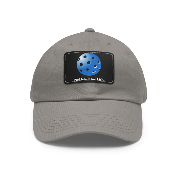 Pickleball for Life-Blue Baseball Cap with Leather Patch - Great Pickleball Stuff