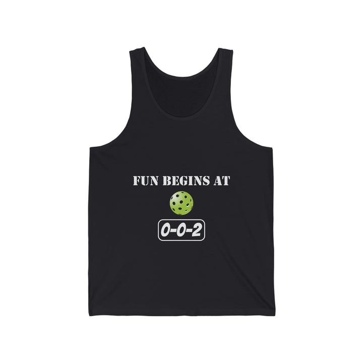 Fun Begins at 0-0-2 Unisex Cotton Tank - Great Pickleball Stuff