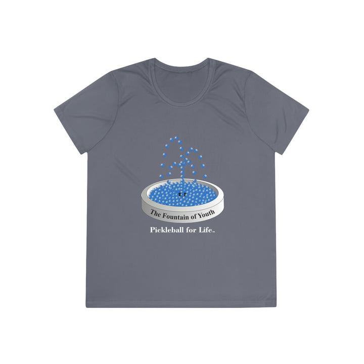 The Pickleball Fountain-Blue Women's Moisture-Wicking T-Shirt - Great Pickleball Stuff