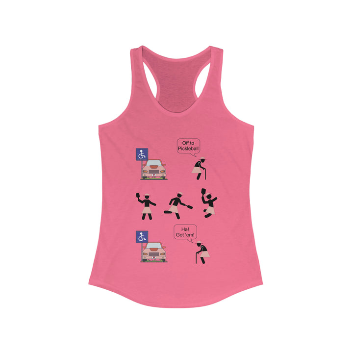 Got'em! (Old Woman) Women's Racerback Tank - Great Pickleball Stuff