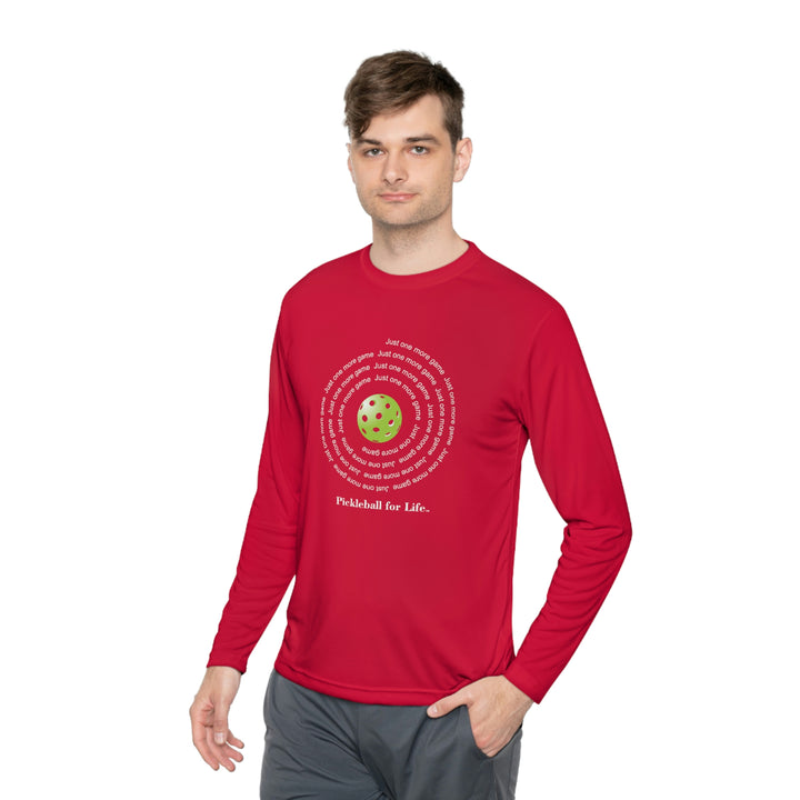 Just One More Game-Spiral Unisex Moisture-Wicking Long Sleeve Tee - Great Pickleball Stuff