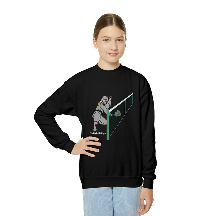 Pickleball Ninja Dinking-Female Youth Crewneck Sweatshirt - Great Pickleball Stuff