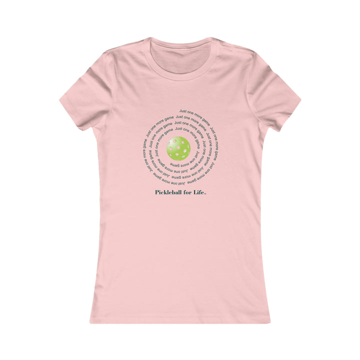 Just One More Game-Spiral Women's Slim-Fit Premium Cotton T-Shirt - Great Pickleball Stuff