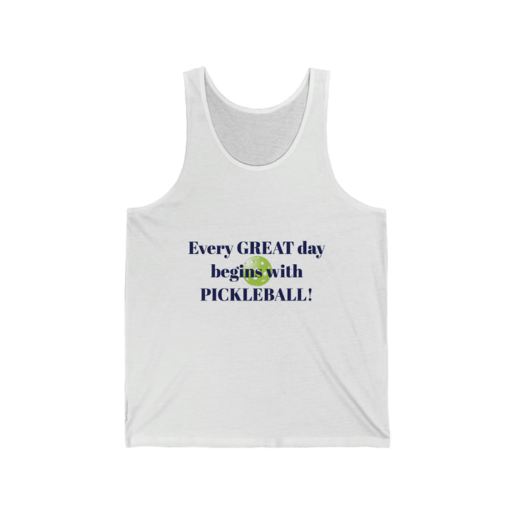 Every Great Day Begins with Pickleball! Unisex Cotton Tank - Great Pickleball Stuff