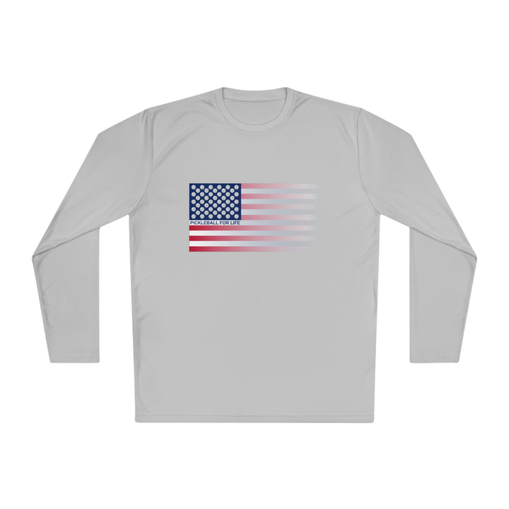 Pickleball for Life Flag (Faded) Unisex Moisture-Wicking Long Sleeve Tee - Great Pickleball Stuff