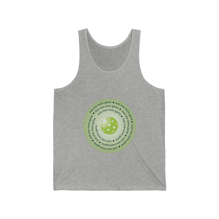 Just One More Game-Green Unisex Cotton Tank - Great Pickleball Stuff