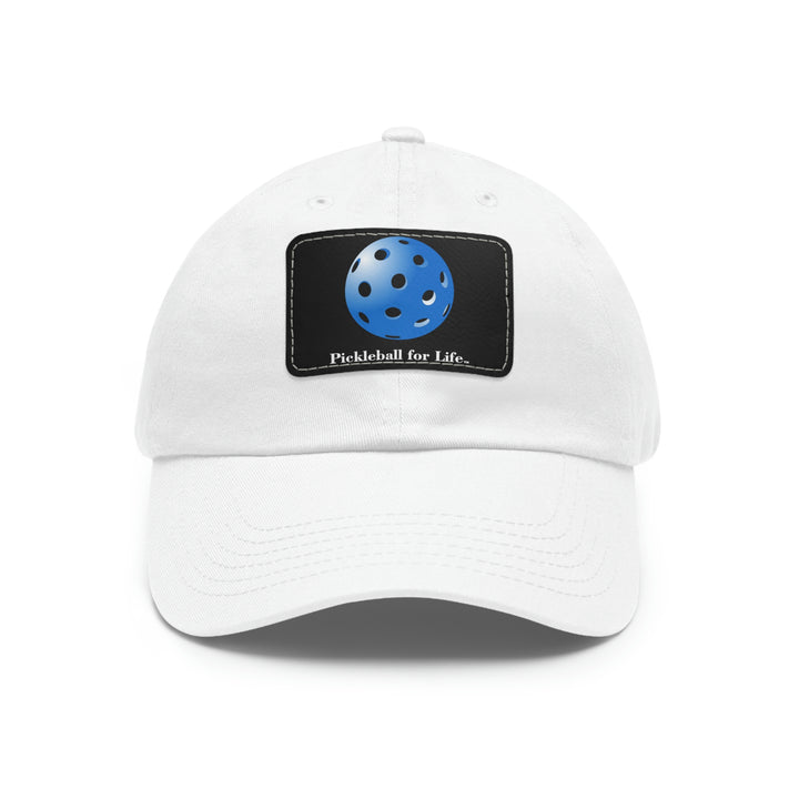 Pickleball for Life-Blue Baseball Cap with Leather Patch - Great Pickleball Stuff