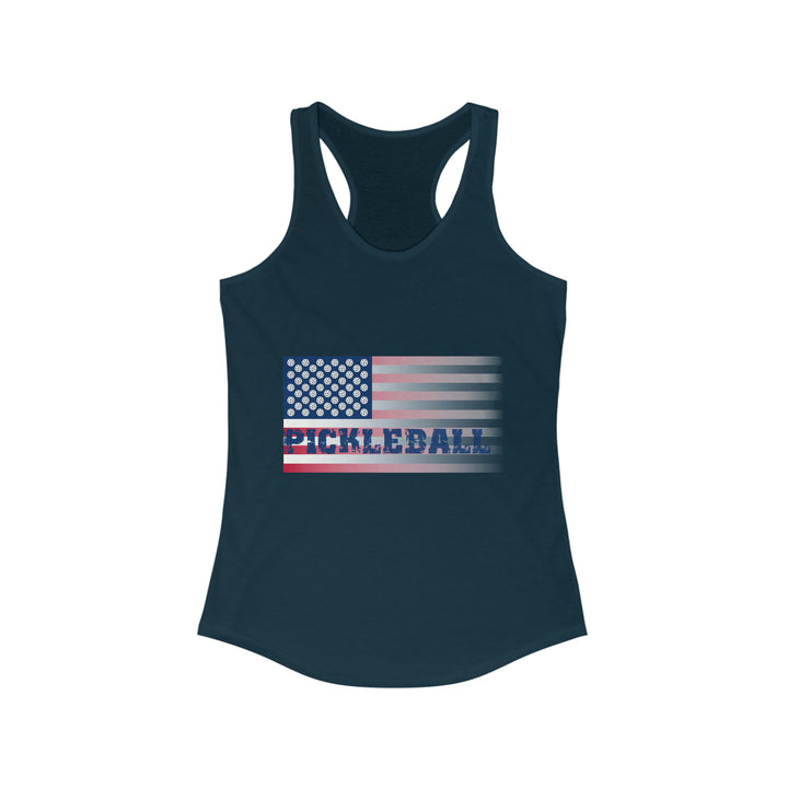 Pickleball Flag (Faded) Women's Racerback Tank - Great Pickleball Stuff