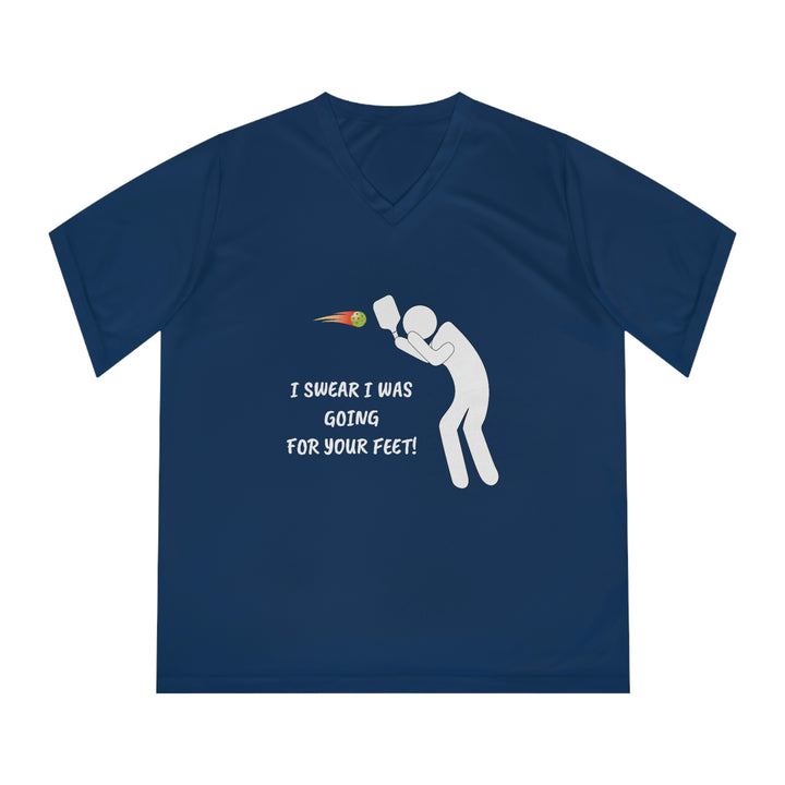 I Swear I Was Going For Your Feet! Women's Moisture-Wicking V-Neck T-Shirt - Great Pickleball Stuff