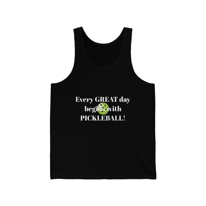 Every Great Day Begins with Pickleball! Unisex Cotton Tank - Great Pickleball Stuff