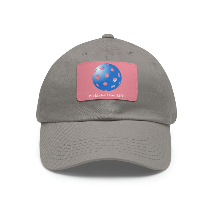 Pickleball for Life-Blue Baseball Cap with Leather Patch - Great Pickleball Stuff