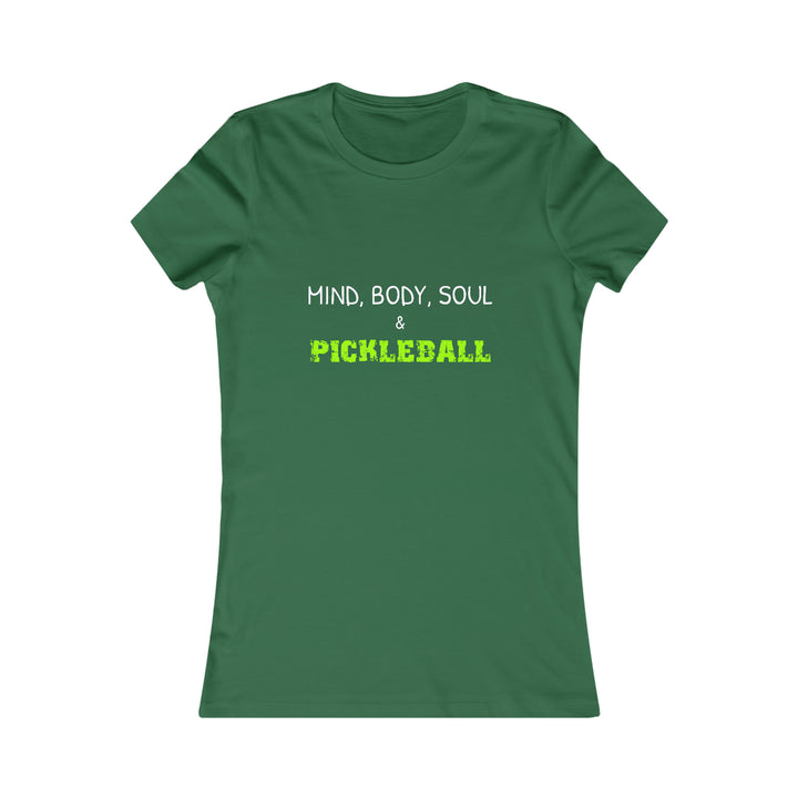 Mind, Body, Soul & Pickleball Women's Slim-Fit Premium Cotton T-Shirt - Great Pickleball Stuff