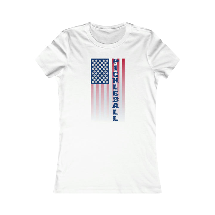 Pickleball Flag Vertical-2 (Faded) Women's Slim-Fit Premium Cotton T-Shirt - Great Pickleball Stuff