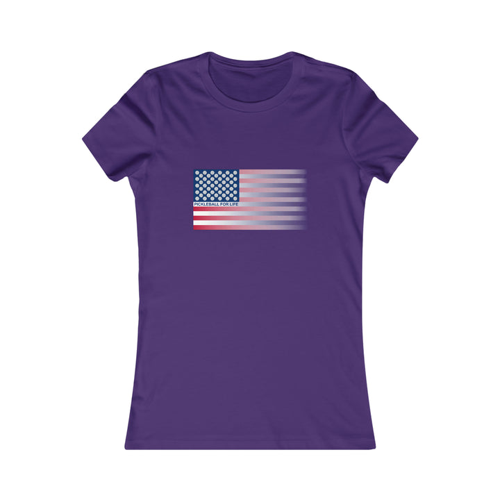 Pickleball for Life Flag (Faded) Women's Slim-Fit Premium Cotton T-Shirt - Great Pickleball Stuff