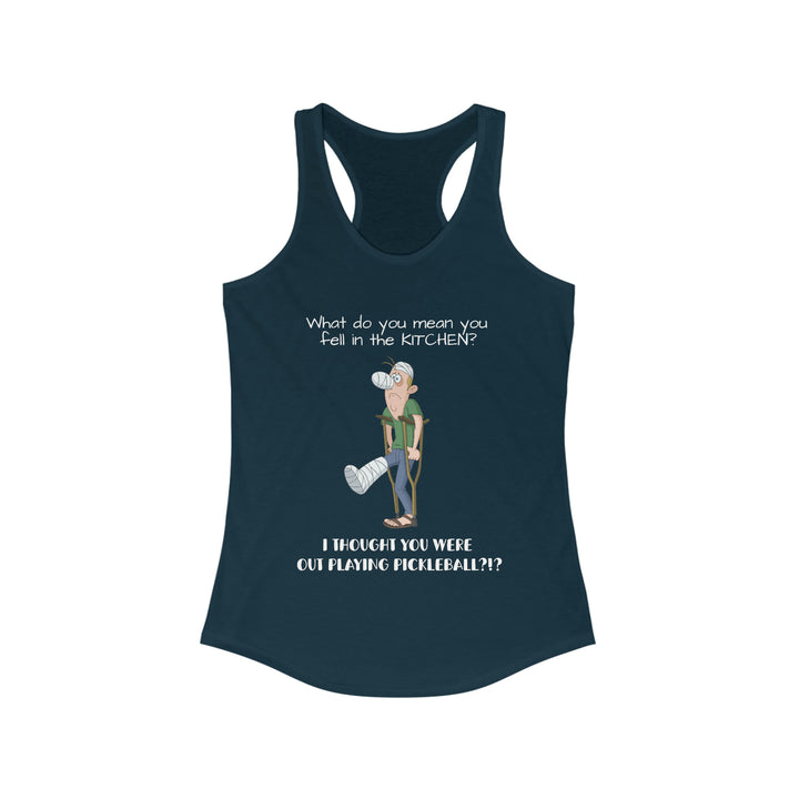 I Thought You Were Out Playing Pickleball? Women's Racerback Tank - Great Pickleball Stuff