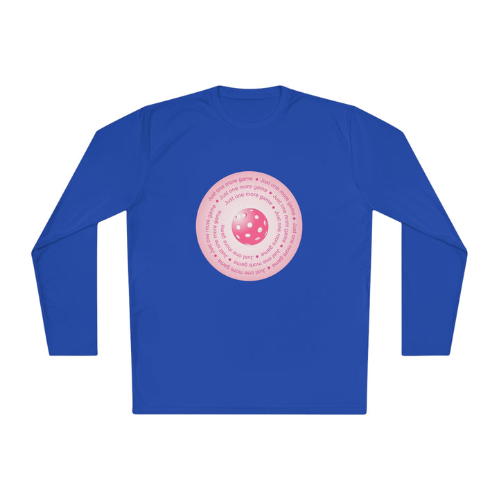 Just One More Game-Pink Unisex Moisture-Wicking Long Sleeve Tee - Great Pickleball Stuff