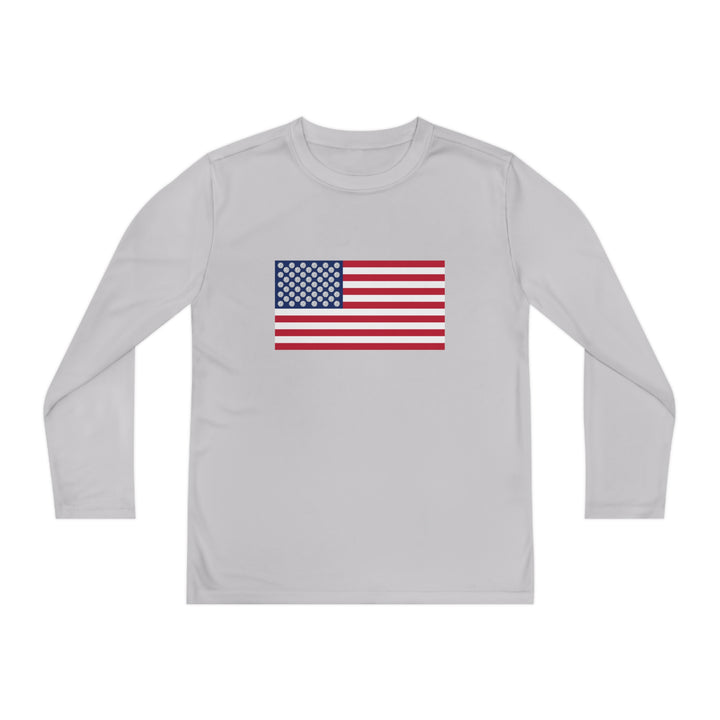 Pickleball Stars Flag Youth Long Sleeve Moisture-Wicking T-Shirt - Great Pickleball Stuff