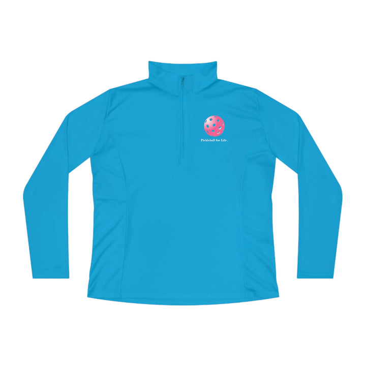 Pickleball for Life-Pink Women's Moisture-Wicking Quarter-Zip Pullover - Great Pickleball Stuff