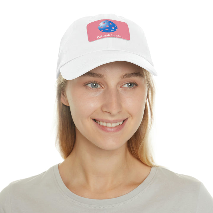 Pickleball for Life-Blue Baseball Cap with Leather Patch - Great Pickleball Stuff