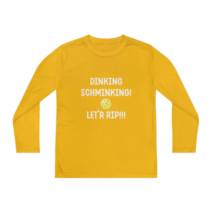 Dinking Schminking Youth Long Sleeve Moisture-Wicking T-Shirt - Great Pickleball Stuff