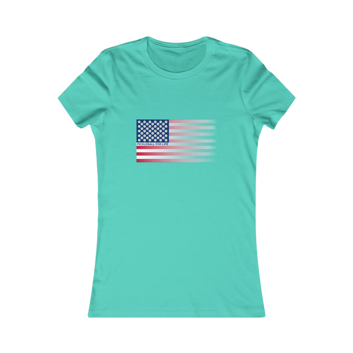 Pickleball for Life Flag (Faded) Women's Slim-Fit Premium Cotton T-Shirt - Great Pickleball Stuff