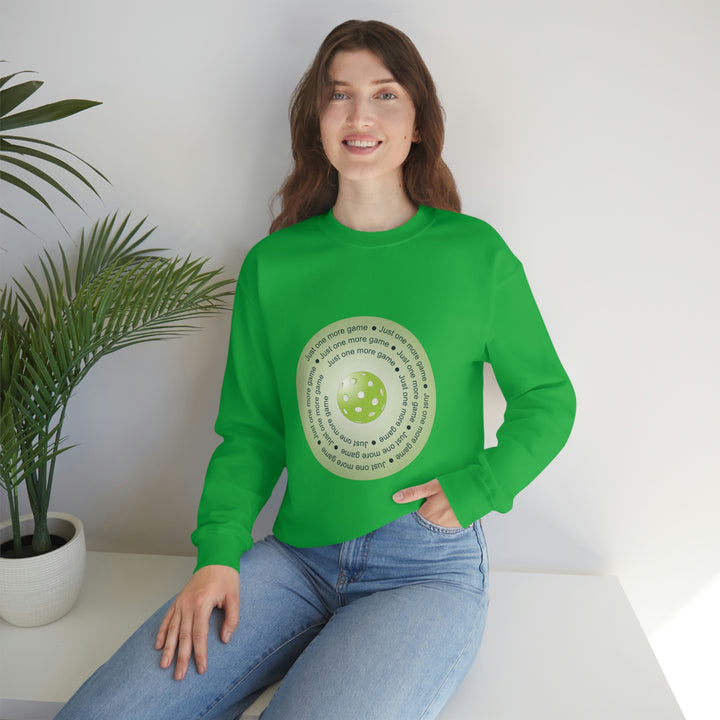 Just One More Game-Green Unisex Crewneck Sweatshirt - Great Pickleball Stuff