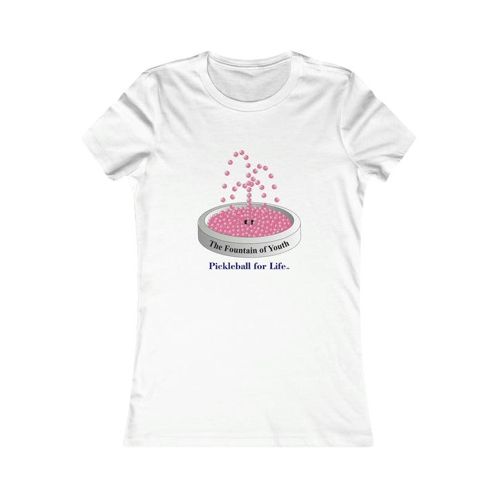 The Pickleball Fountain-Pink Women's Slim-Fit Premium Cotton T-Shirt - Great Pickleball Stuff