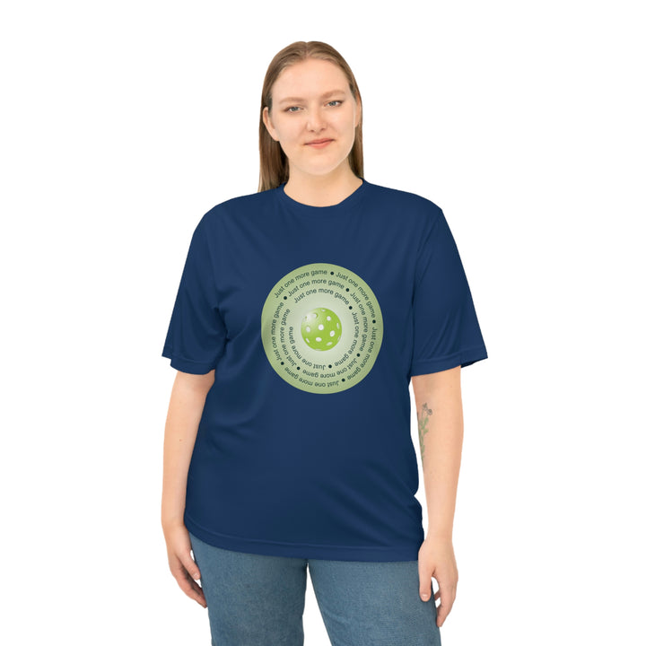 Just One More Game-Green Unisex Moisture-Wicking T-Shirt - Great Pickleball Stuff