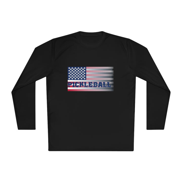 Pickleball Flag (Faded) Unisex Moisture-Wicking Long Sleeve Tee - Great Pickleball Stuff