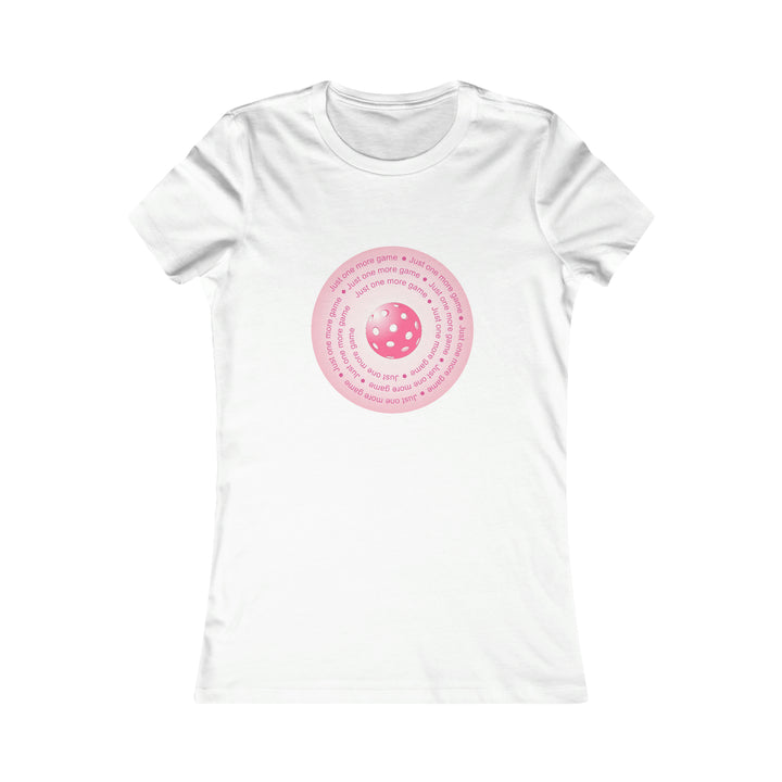 Just One More Game-Pink Women's Slim-Fit Premium Cotton T-Shirt - Great Pickleball Stuff