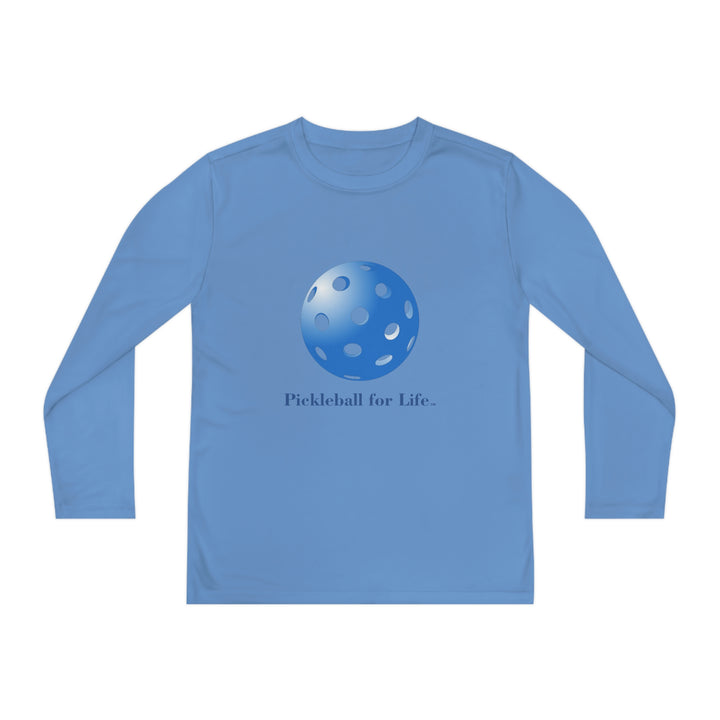 Pickleball for Life-Blue Youth Long Sleeve Moisture-Wicking T-Shirt - Great Pickleball Stuff