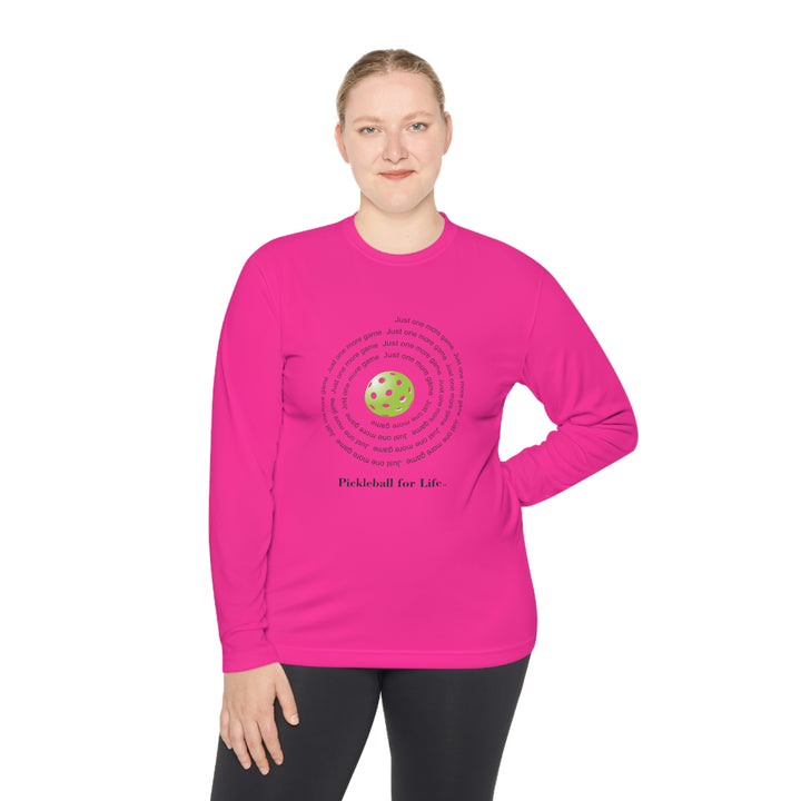 Just One More Game-Spiral Unisex Moisture-Wicking Long Sleeve Tee - Great Pickleball Stuff