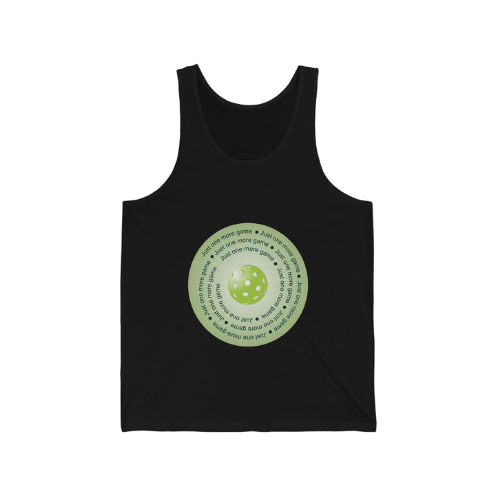 Just One More Game-Green Unisex Cotton Tank - Great Pickleball Stuff