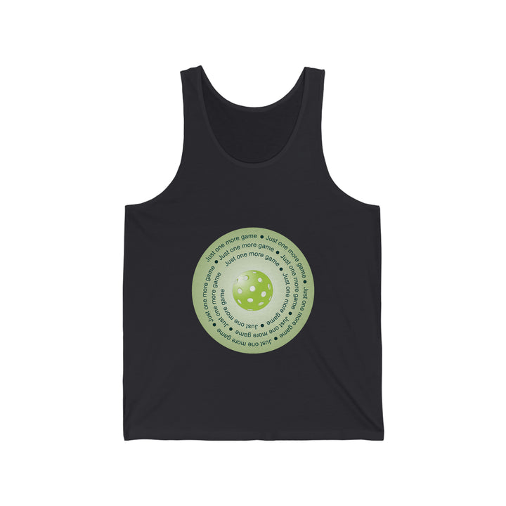 Just One More Game-Green Unisex Cotton Tank - Great Pickleball Stuff