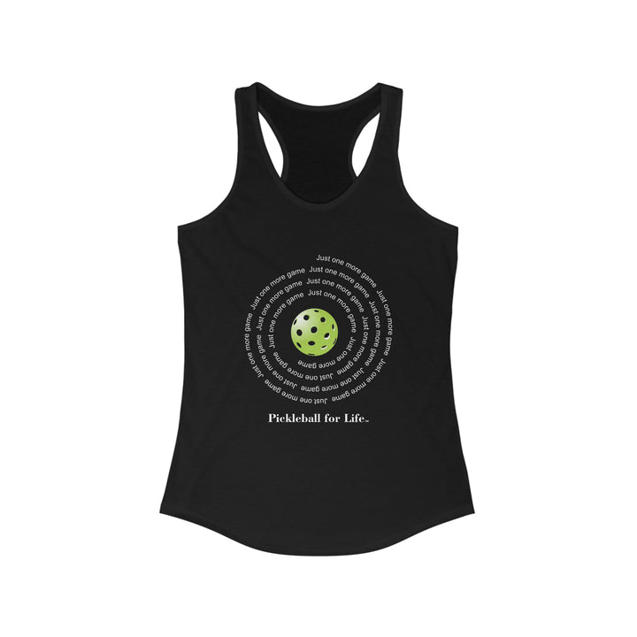 Just One More Game-Spiral Women's Racerback Tank - Great Pickleball Stuff