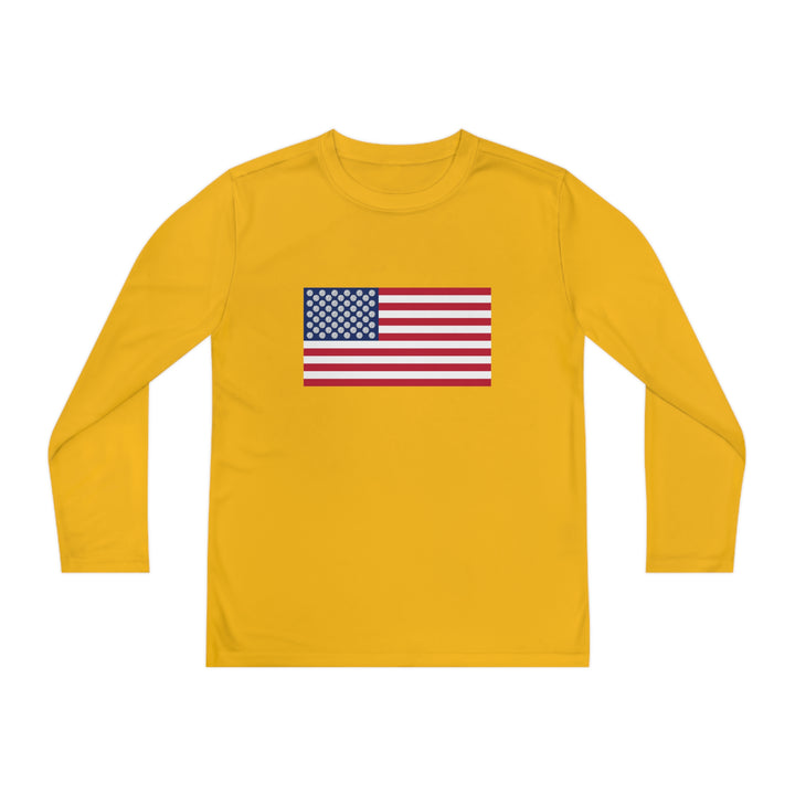 Pickleball Stars Flag Youth Long Sleeve Moisture-Wicking T-Shirt - Great Pickleball Stuff